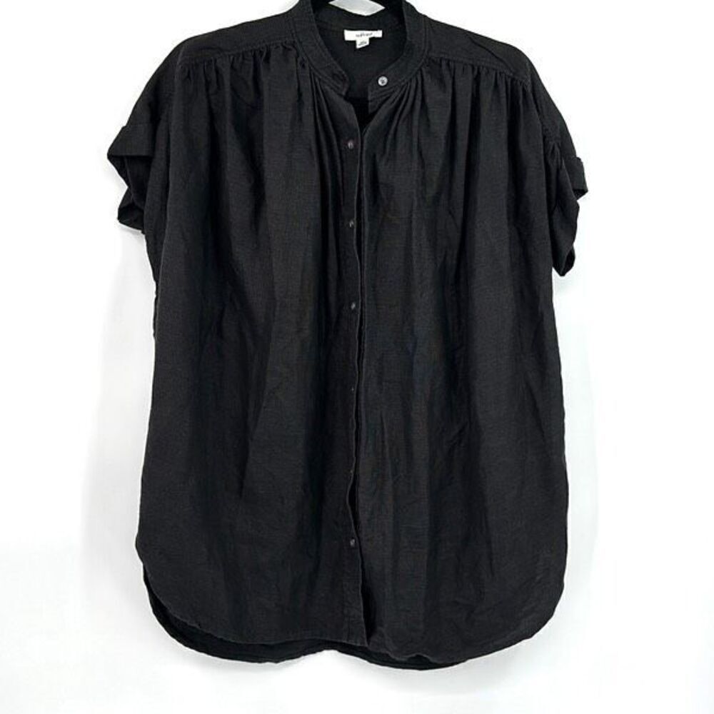 Wilfred Womens Black Short Sleeve Aritzia Bertillon Tunic Button Up Blouse 2XS